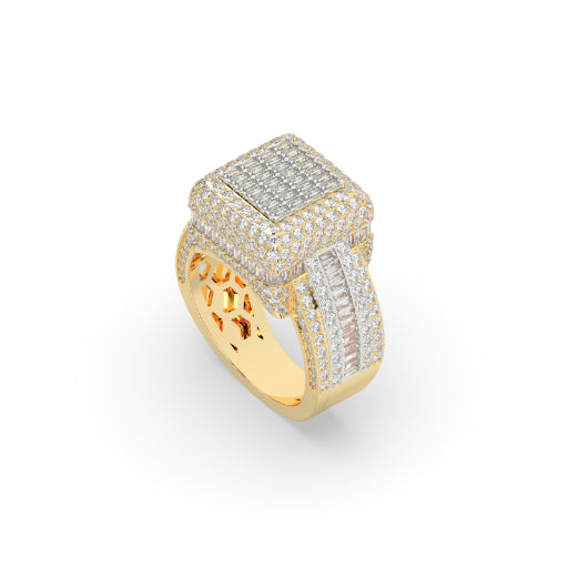Baguette Cluster Square Gold Ring
