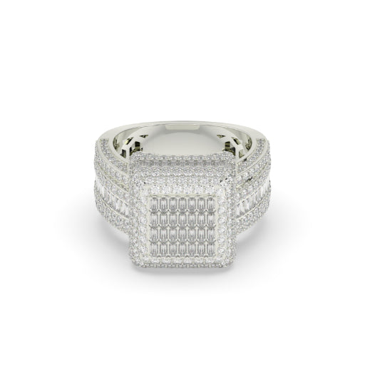 Baguette Cluster Square Gold Ring