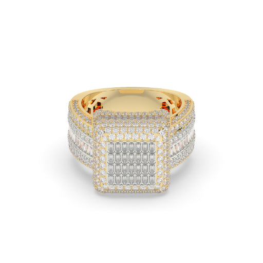 Baguette Cluster Square Gold Ring