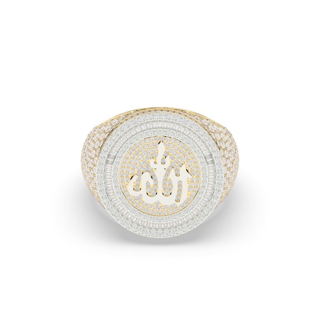 Allah Calligraphy Diamond Iced Ring