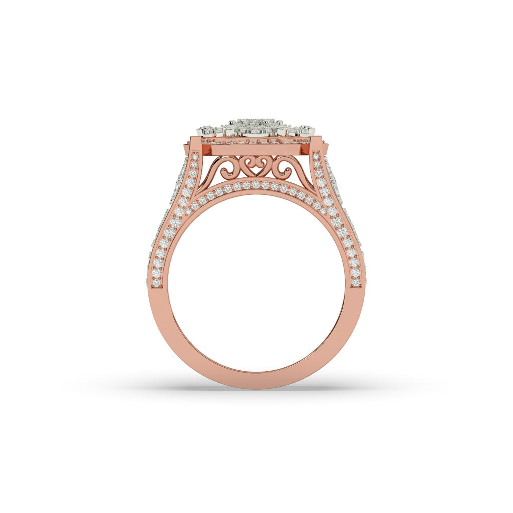 Golden Bloom Cluster Diamond Ring
