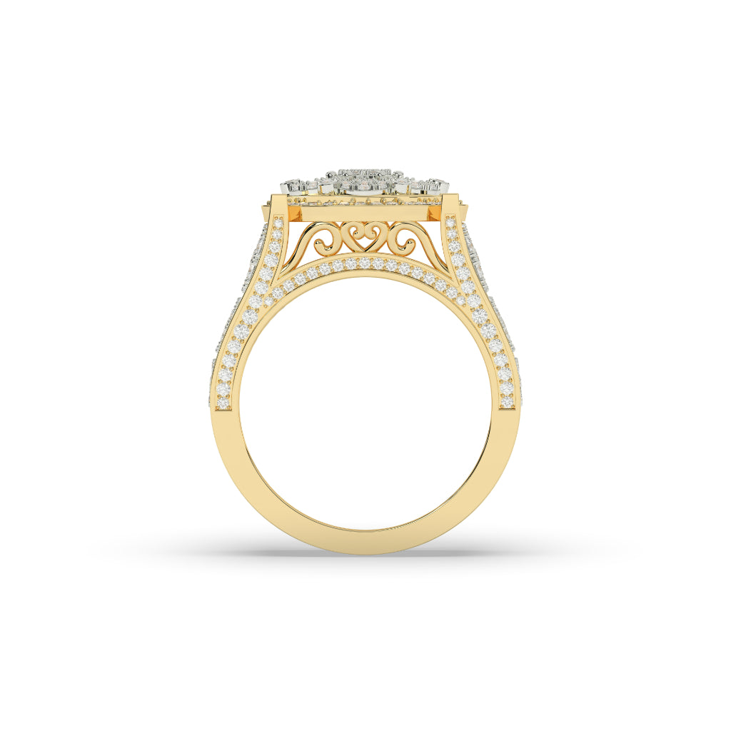 Golden Bloom Cluster Diamond Ring