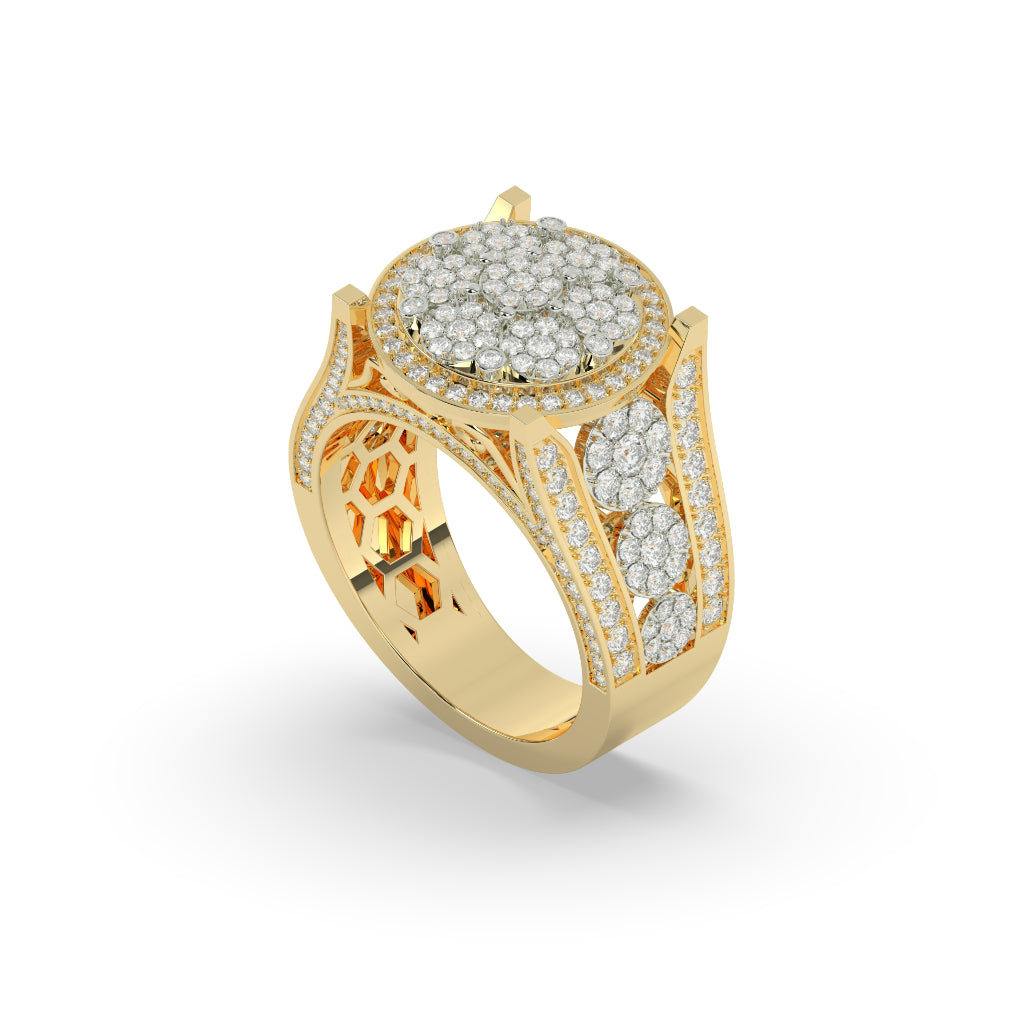 Golden Bloom Cluster Diamond Ring