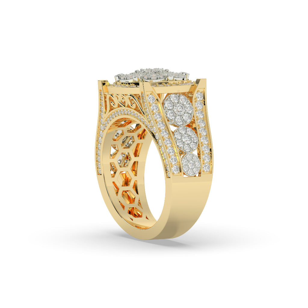 Golden Bloom Cluster Diamond Ring