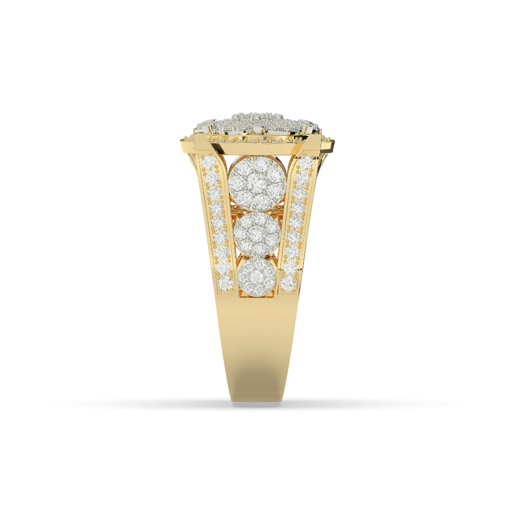 Golden Bloom Cluster Diamond Ring