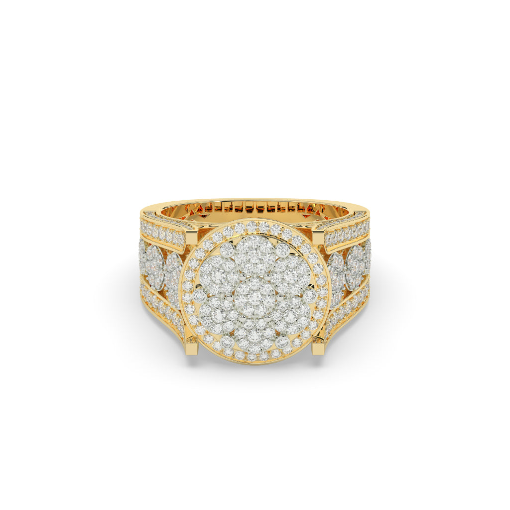 Golden Bloom Cluster Diamond Ring