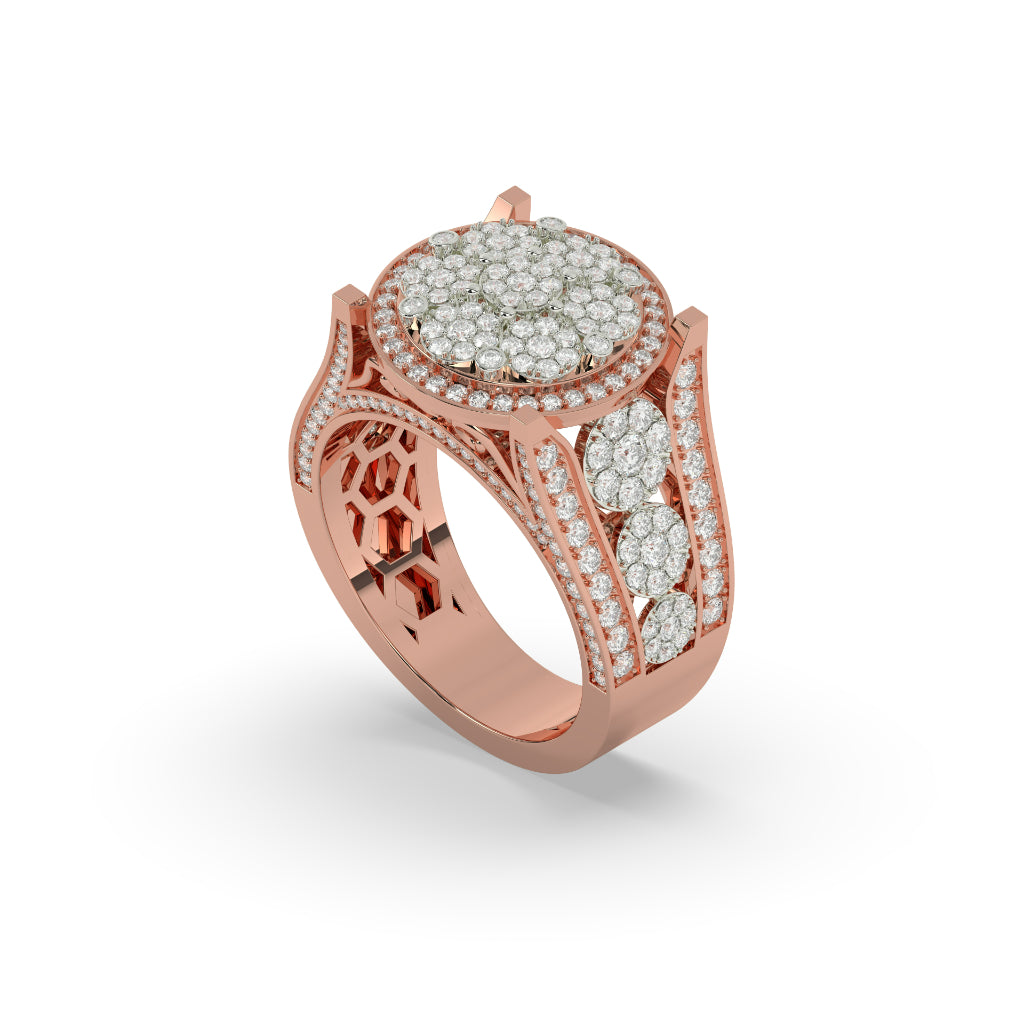 Golden Bloom Cluster Diamond Ring