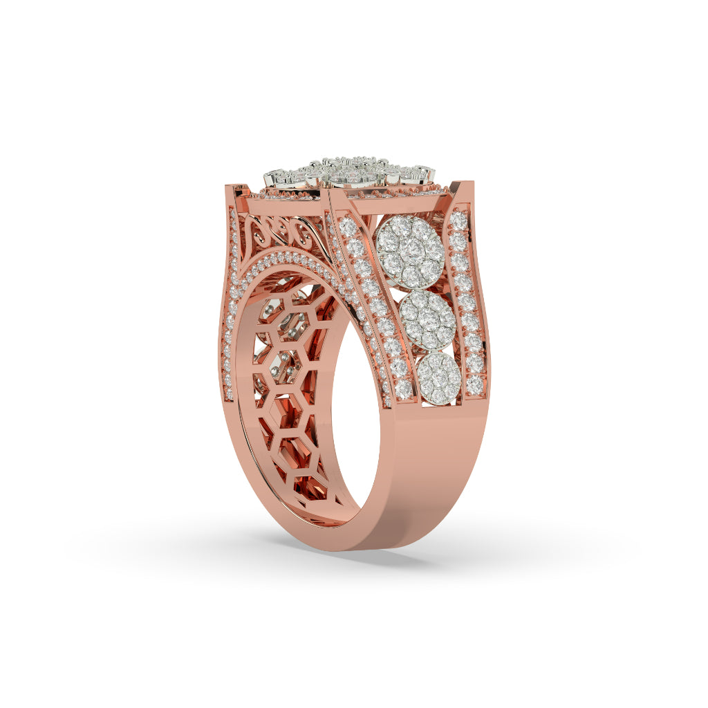 Golden Bloom Cluster Diamond Ring