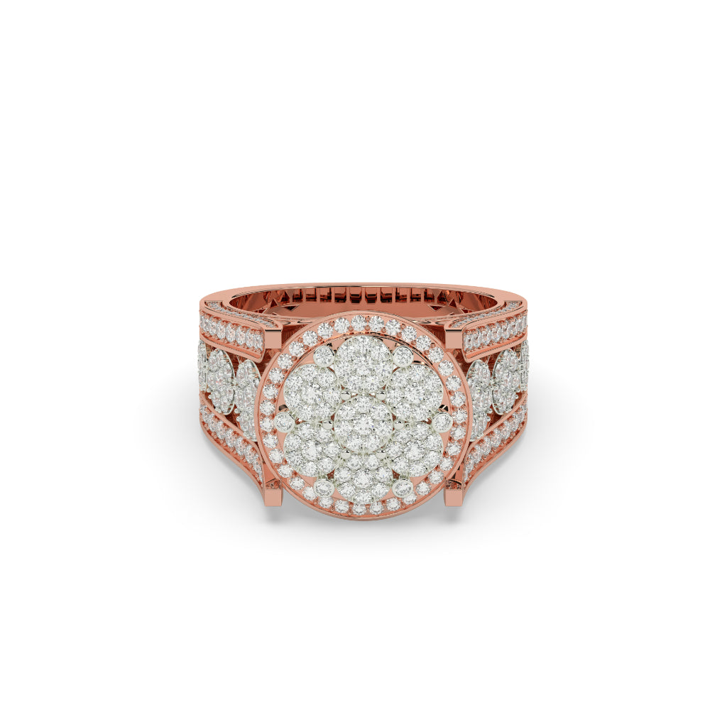 Golden Bloom Cluster Diamond Ring