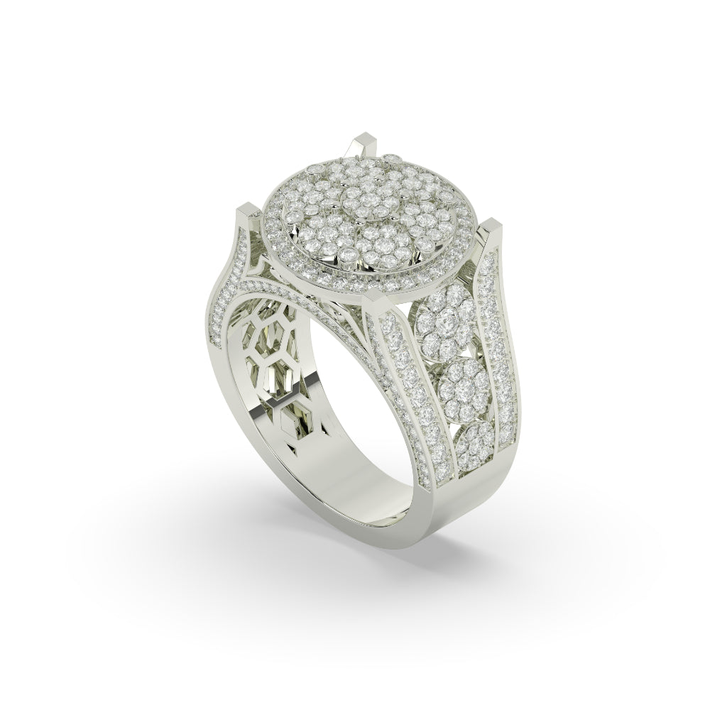 Golden Bloom Cluster Diamond Ring