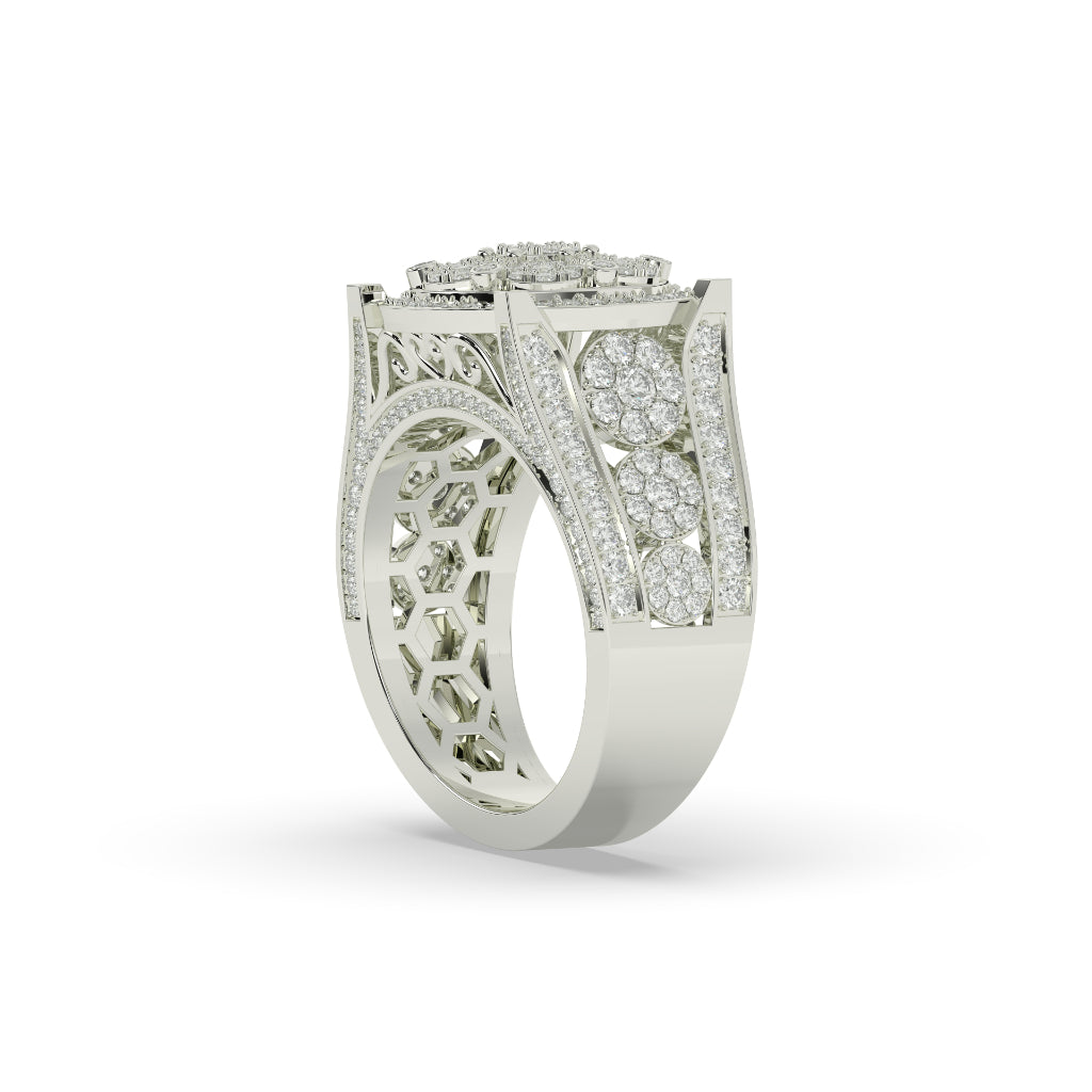 Golden Bloom Cluster Diamond Ring