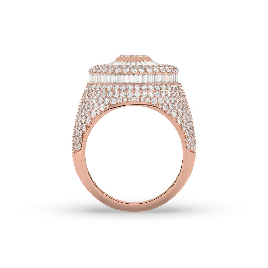 Triple Halo Radiant Circle Ring