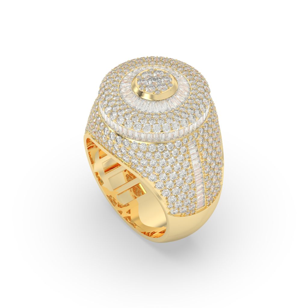 Triple Halo Radiant Circle Ring