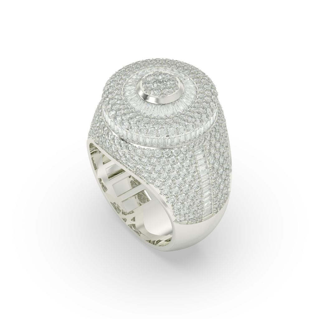 Triple Halo Radiant Circle Ring