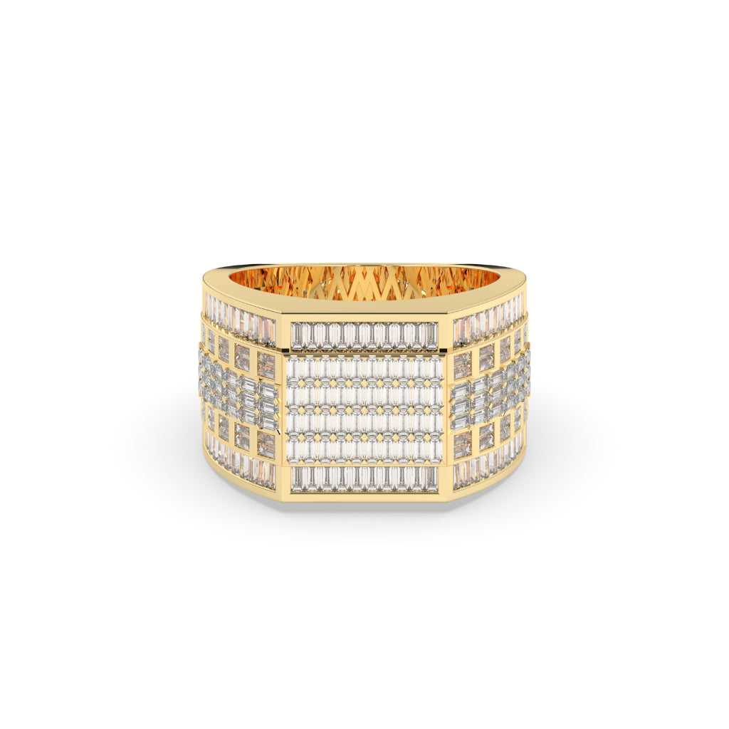 Grid Baguette Bold Gold Ring