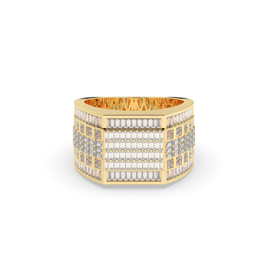 Grid Baguette Bold Gold Ring