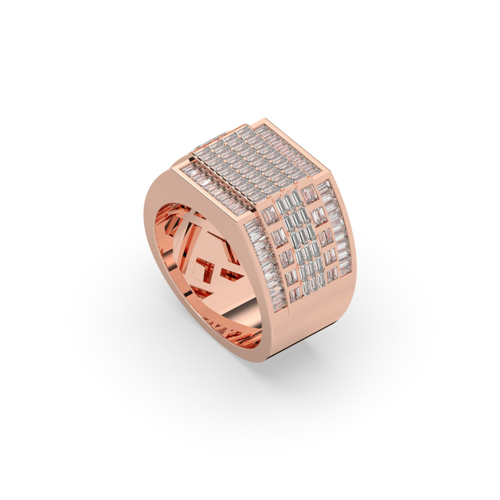 Grid Baguette Bold Gold Ring
