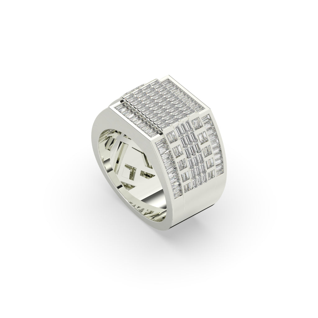 Grid Baguette Bold Gold Ring