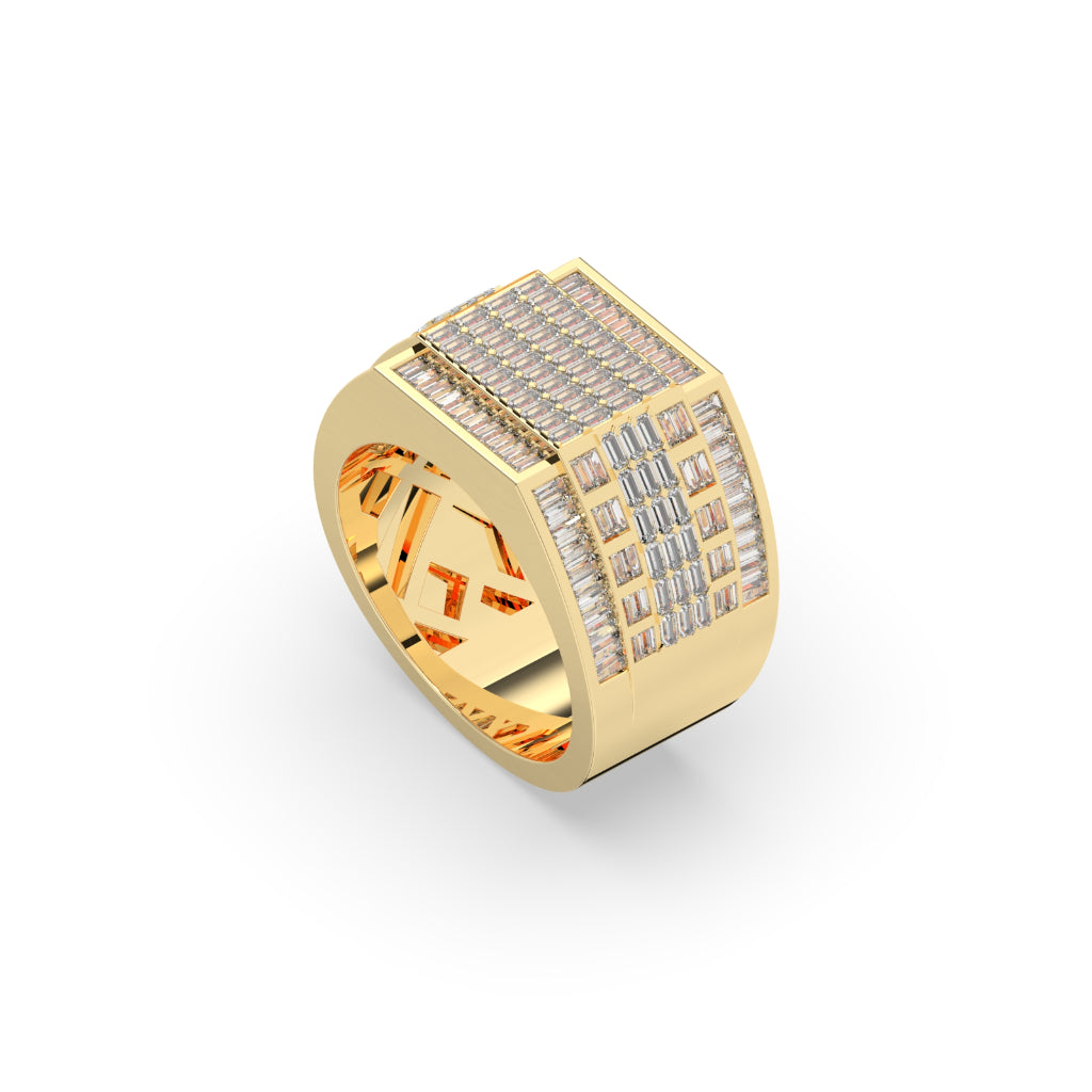 Grid Baguette Bold Gold Ring
