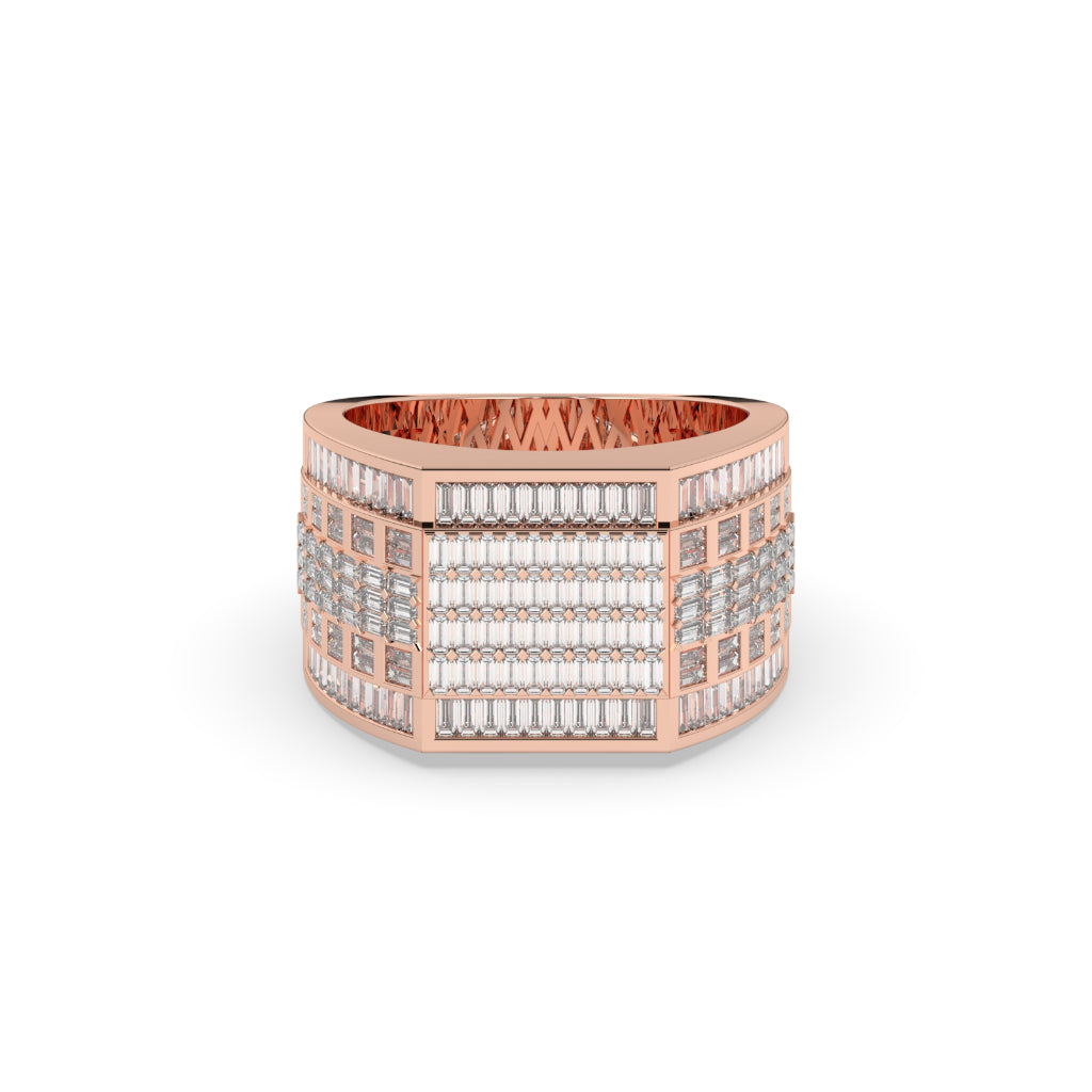 Grid Baguette Bold Gold Ring