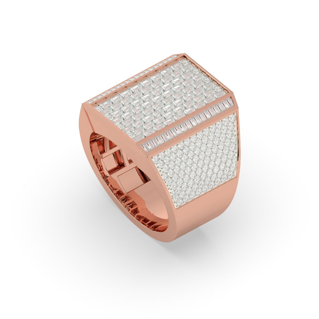 Square Baguette Diamond Gold Ring