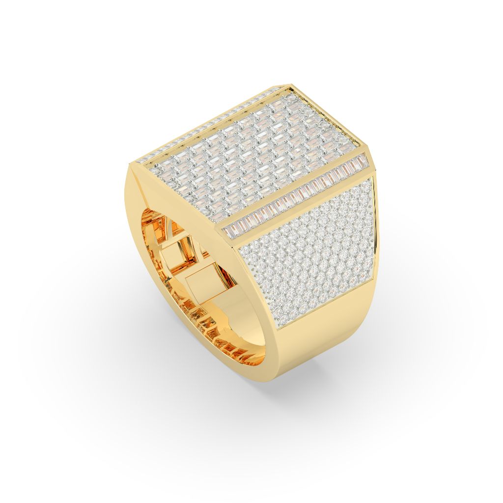 Square Baguette Diamond Gold Ring