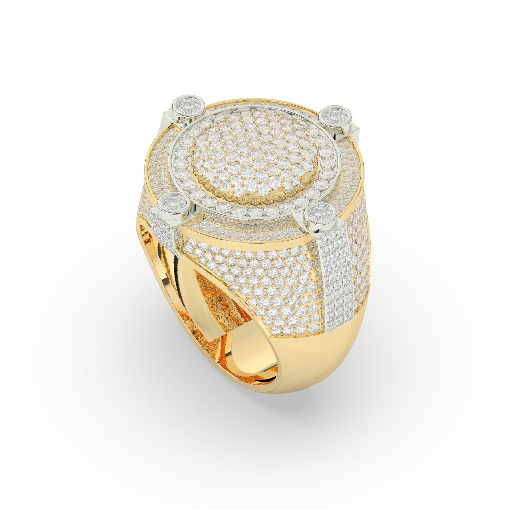 Royal Frosted Halo Gold Ring