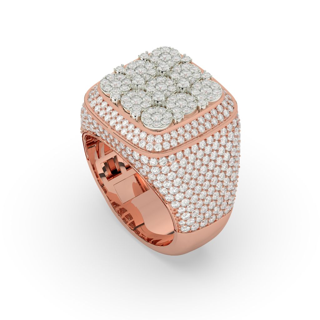 Luxury Crowned Square Diamond Ring