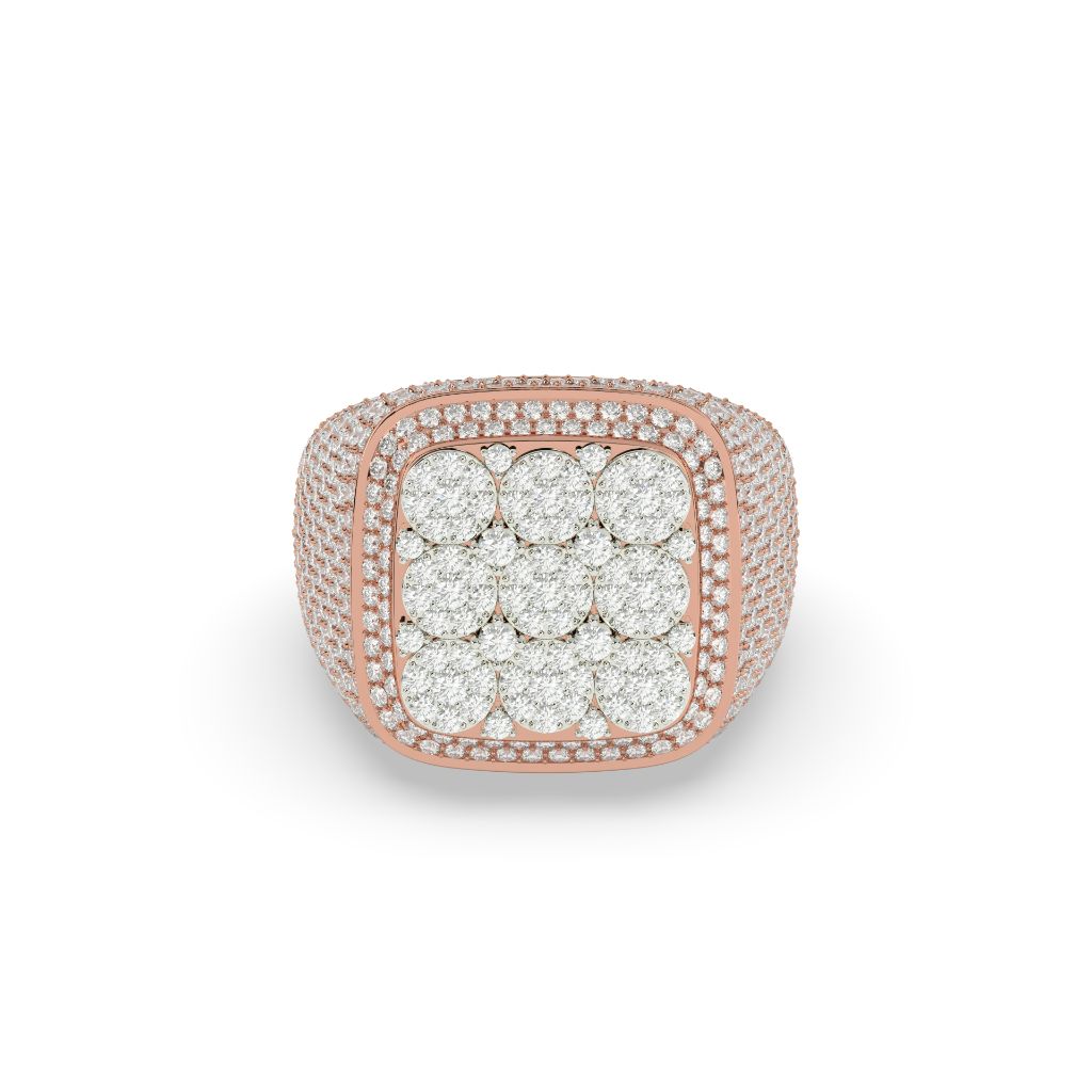 Luxury Crowned Square Diamond Ring