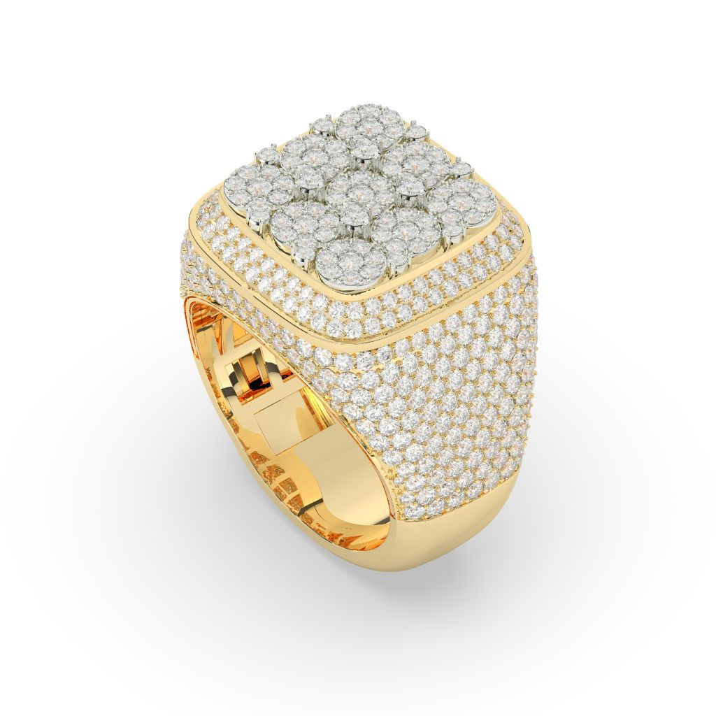 Luxury Crowned Square Diamond Ring