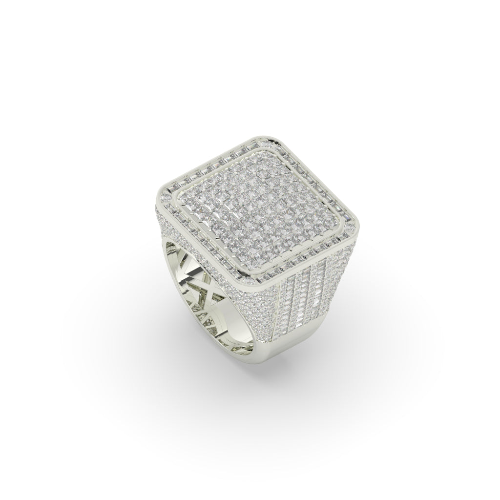 Square Royal Grid Diamond Ring
