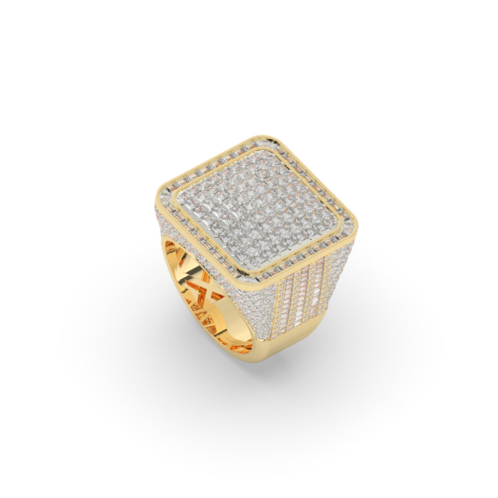 Square Royal Grid Diamond Ring