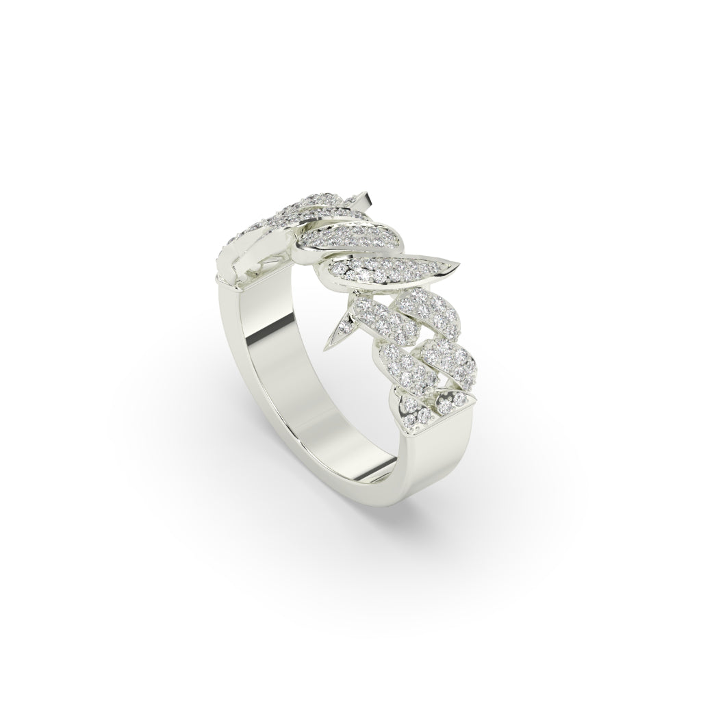 Diamond Spiked Cuban Link Ring
