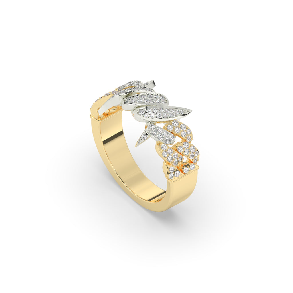 Diamond Spiked Cuban Link Ring
