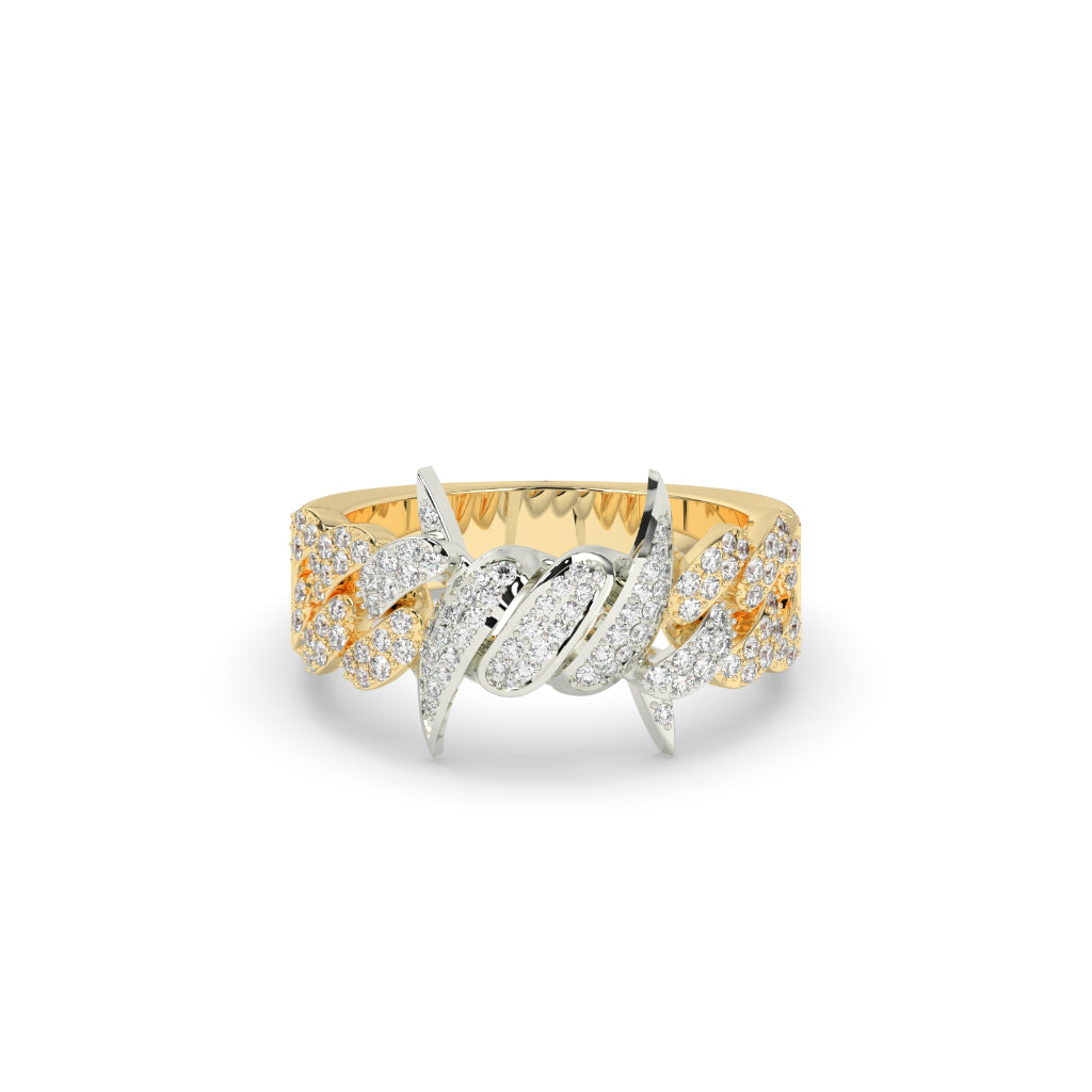 Diamond Spiked Cuban Link Ring