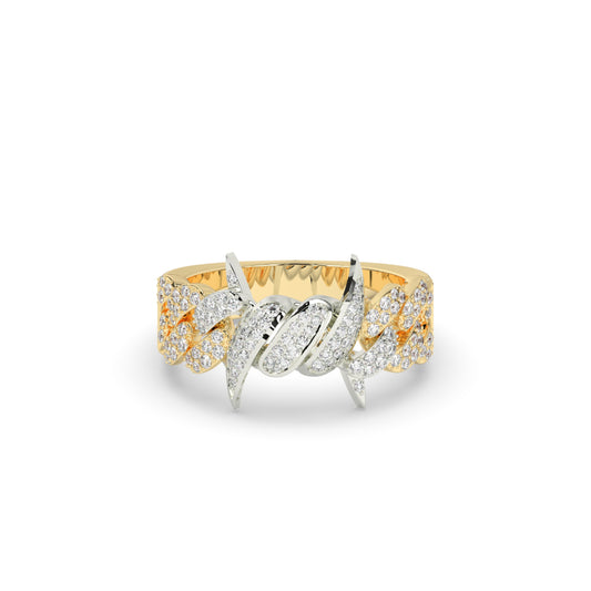 Diamond Spiked Cuban Link Ring