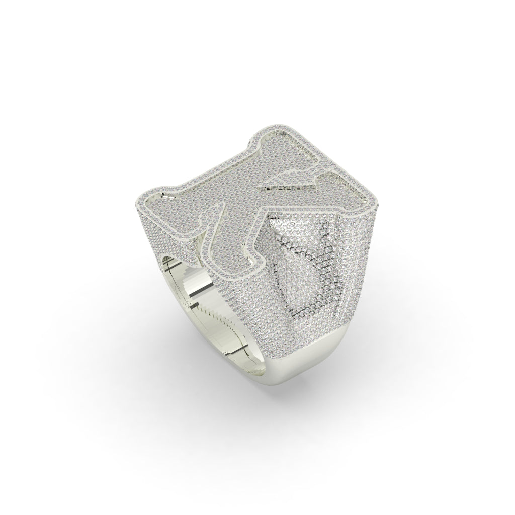 Diamond-Encrusted K Initial Ring
