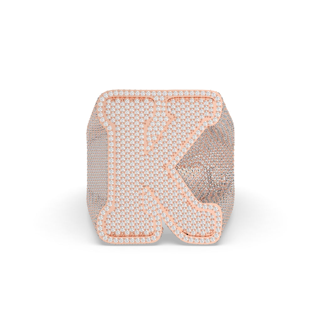 Diamond-Encrusted K Initial Ring