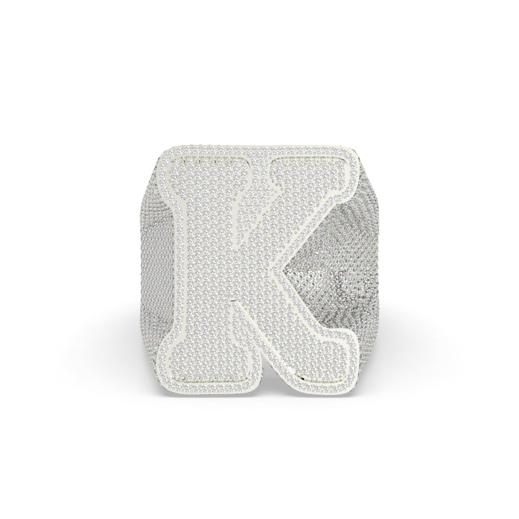 Diamond-Encrusted K Initial Ring