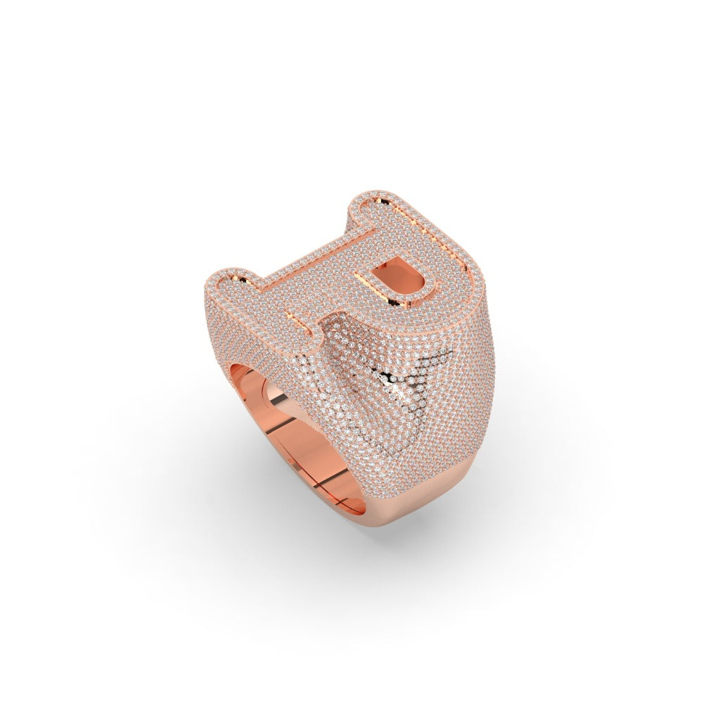 Golden Iced Out P Ring