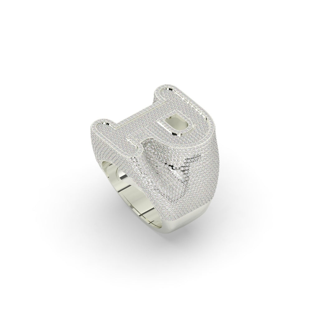 Golden Iced Out P Ring