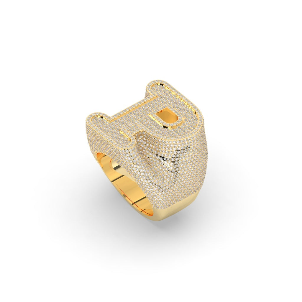 Golden Iced Out P Ring