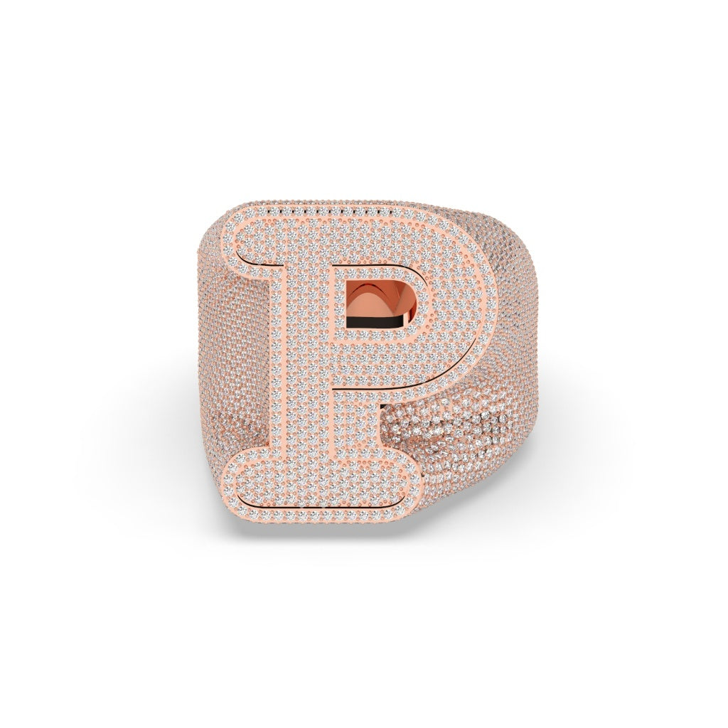 Golden Iced Out P Ring