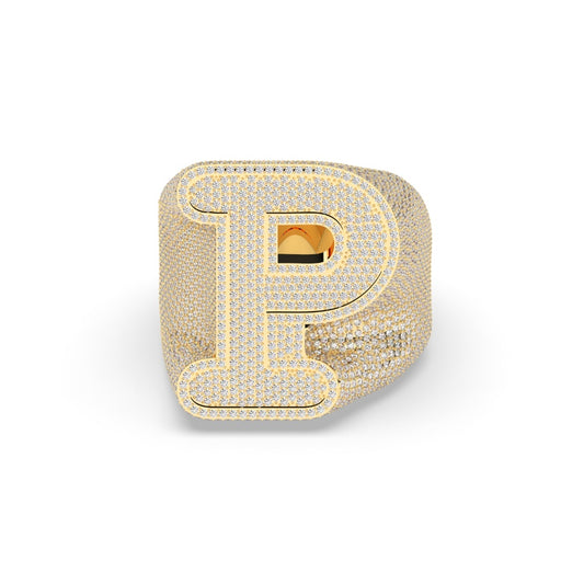 Golden Iced Out P Ring