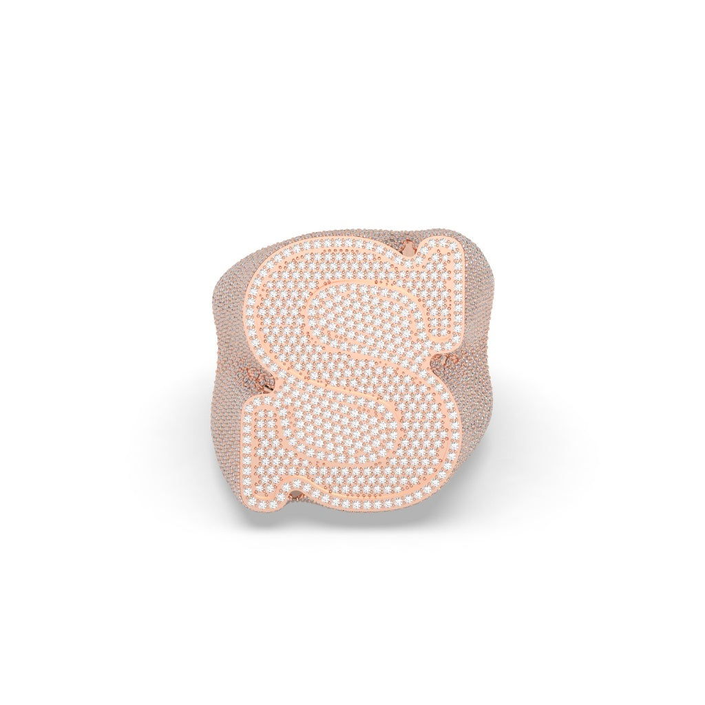 Shimmering S Initial Gold Ring