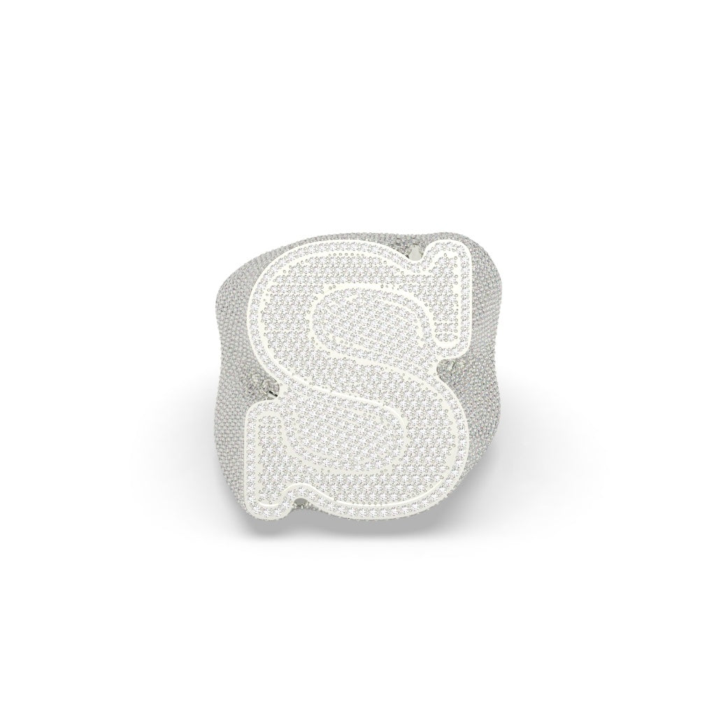 Shimmering S Initial Gold Ring