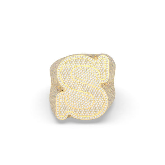 Shimmering S Initial Gold Ring