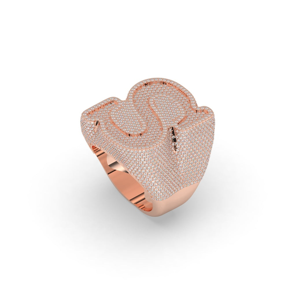 Shimmering S Initial Gold Ring