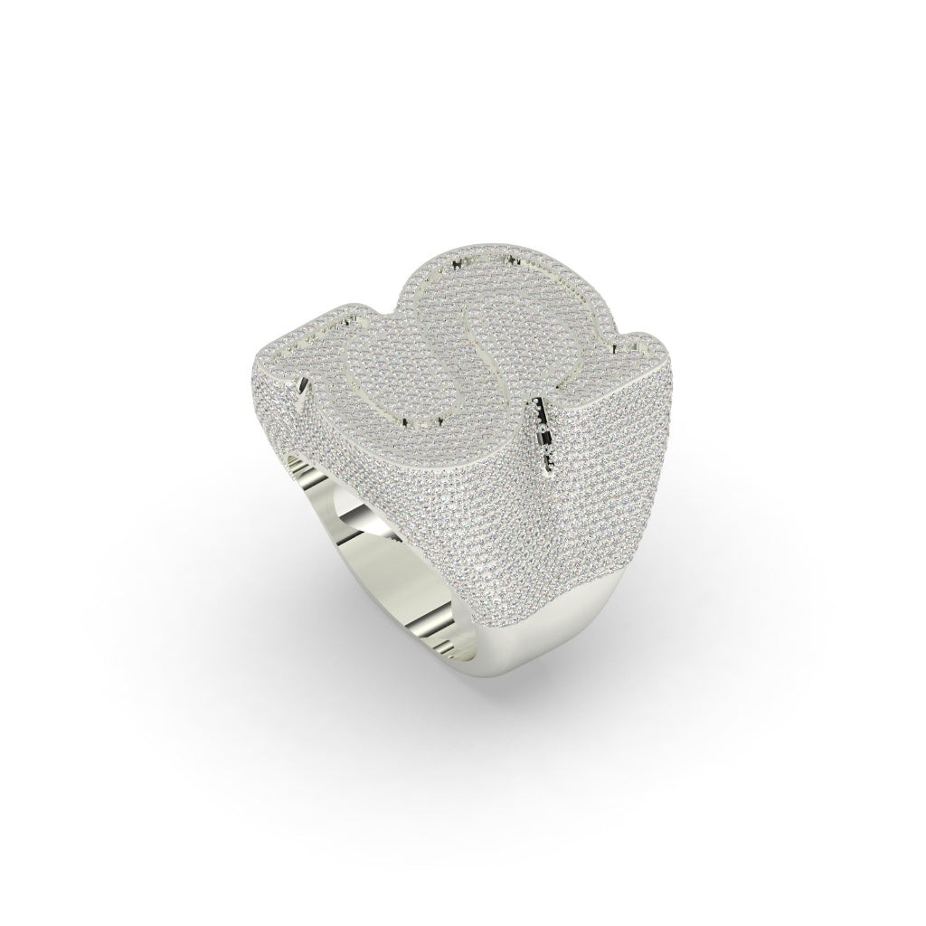 Shimmering S Initial Gold Ring