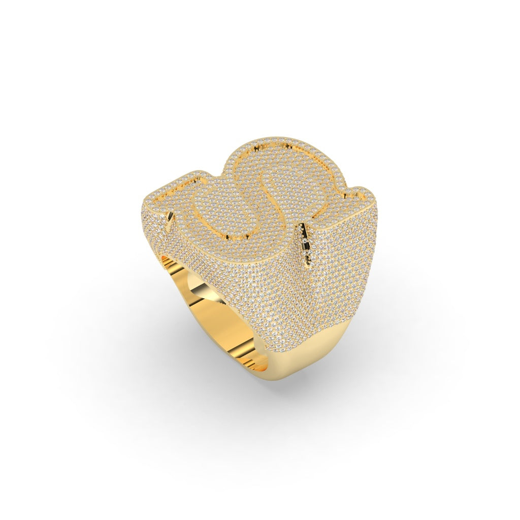 Shimmering S Initial Gold Ring